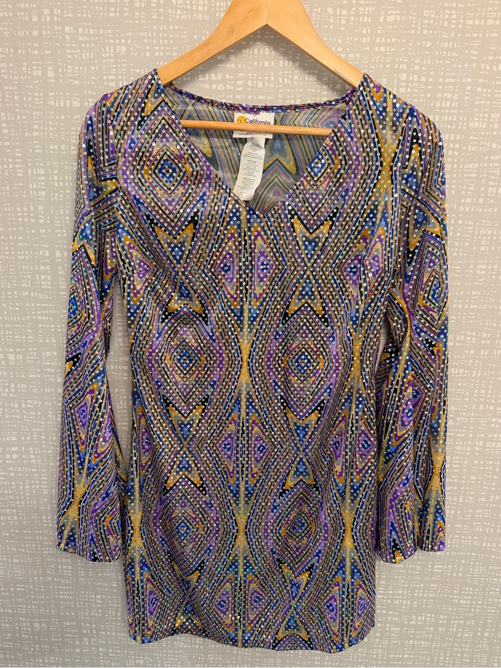 California Costumes Rhinestone Boho Print Mini Dress – Size Small